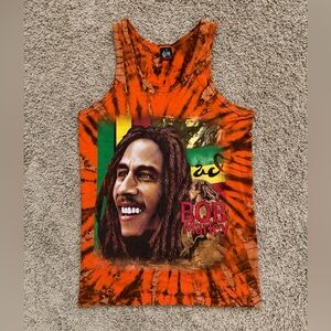 Vintage 80s/90s Bob Marley Orange Tie Dye Women’s Tank Lion King Tag Sz Large